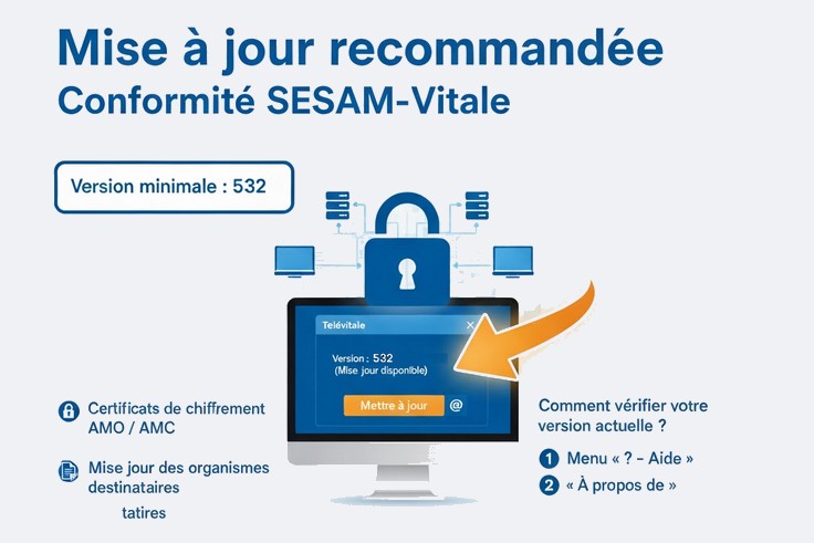 Mise à jour recommandée – Conformité SESAM-Vitale (version minimale : 532)